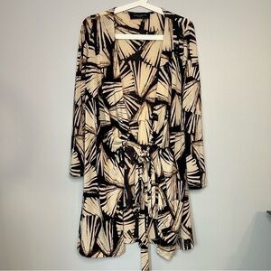 Akira Chicago Black Label Leaves Print Open Front Cardigan Kimono Tie Size M